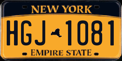 NY license plate HGJ1081