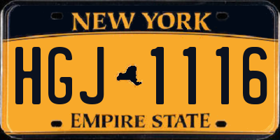 NY license plate HGJ1116