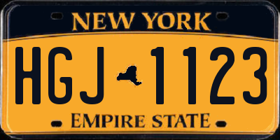 NY license plate HGJ1123