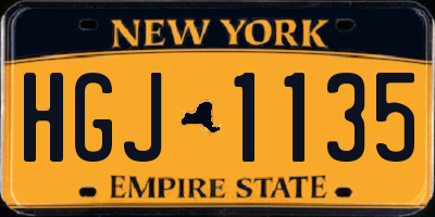 NY license plate HGJ1135