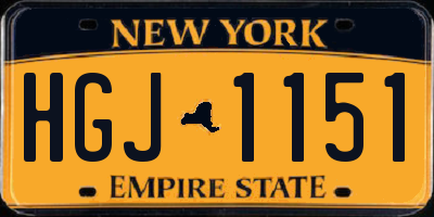 NY license plate HGJ1151