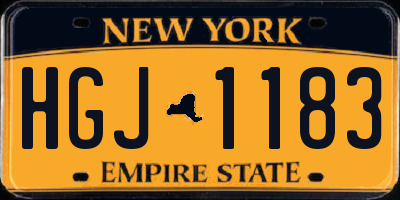 NY license plate HGJ1183