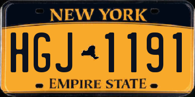 NY license plate HGJ1191