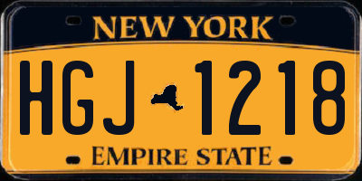 NY license plate HGJ1218