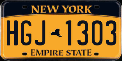 NY license plate HGJ1303