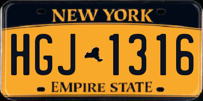 NY license plate HGJ1316