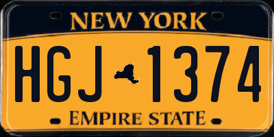 NY license plate HGJ1374