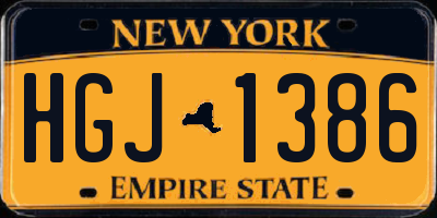 NY license plate HGJ1386