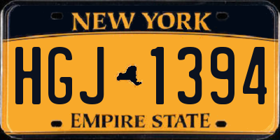 NY license plate HGJ1394