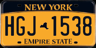 NY license plate HGJ1538