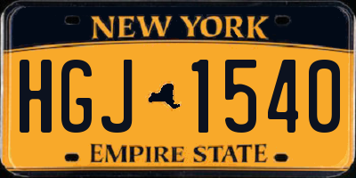 NY license plate HGJ1540