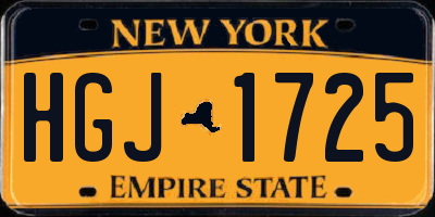 NY license plate HGJ1725