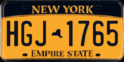 NY license plate HGJ1765