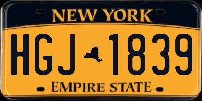 NY license plate HGJ1839