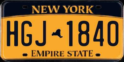 NY license plate HGJ1840