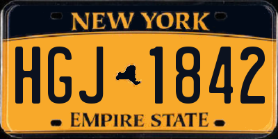 NY license plate HGJ1842