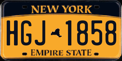 NY license plate HGJ1858