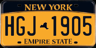 NY license plate HGJ1905