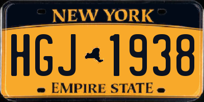 NY license plate HGJ1938