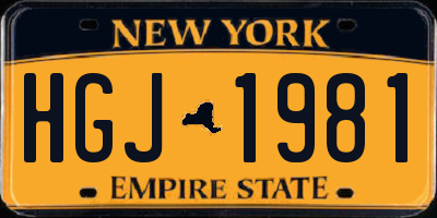 NY license plate HGJ1981