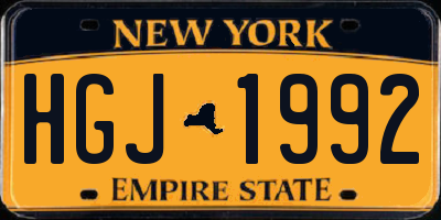 NY license plate HGJ1992