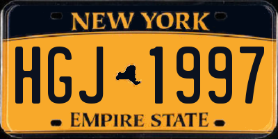 NY license plate HGJ1997