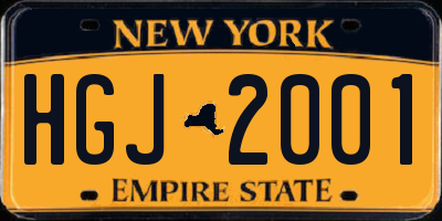 NY license plate HGJ2001