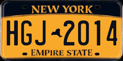 NY license plate HGJ2014