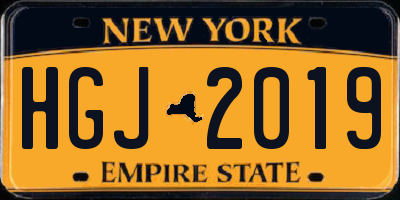 NY license plate HGJ2019