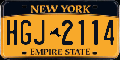 NY license plate HGJ2114