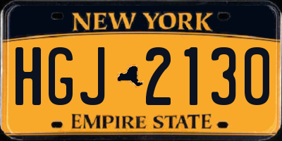 NY license plate HGJ2130
