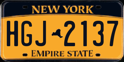 NY license plate HGJ2137