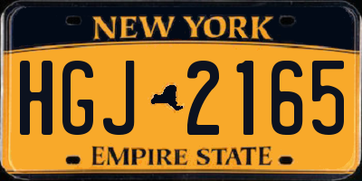 NY license plate HGJ2165
