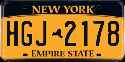 NY license plate HGJ2178