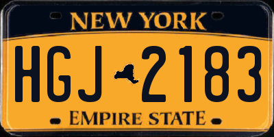 NY license plate HGJ2183