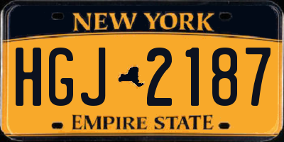 NY license plate HGJ2187