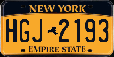 NY license plate HGJ2193