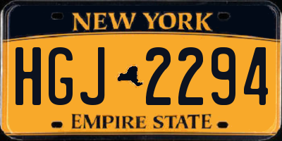 NY license plate HGJ2294