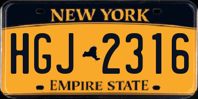NY license plate HGJ2316