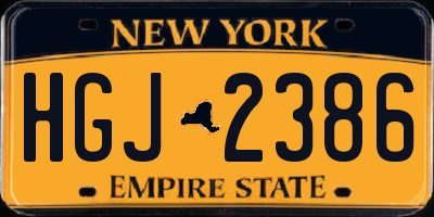 NY license plate HGJ2386