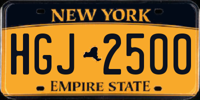 NY license plate HGJ2500