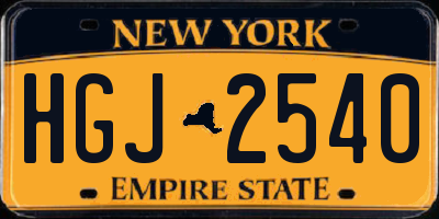 NY license plate HGJ2540