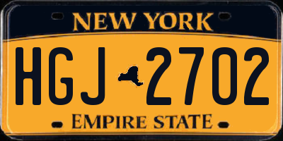 NY license plate HGJ2702