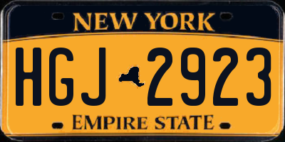 NY license plate HGJ2923