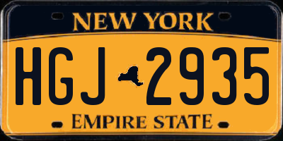 NY license plate HGJ2935