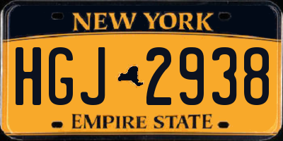 NY license plate HGJ2938