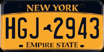NY license plate HGJ2943