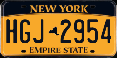 NY license plate HGJ2954