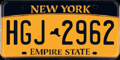 NY license plate HGJ2962