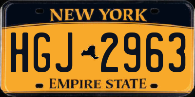 NY license plate HGJ2963
